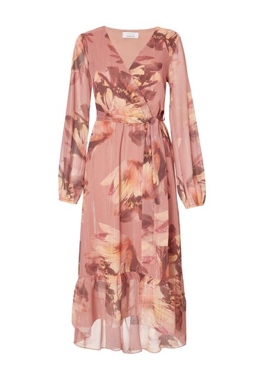 Quiz Lilac Floral Dip Hem Midaxi Dress