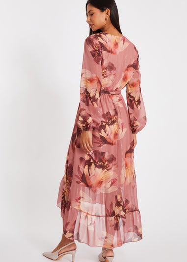 Quiz Lilac Floral Dip Hem Midaxi Dress
