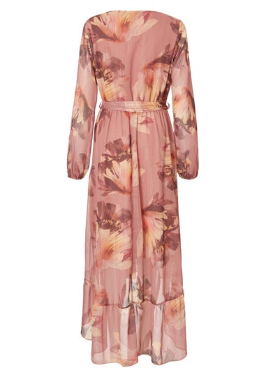 Quiz Lilac Floral Dip Hem Midaxi Dress