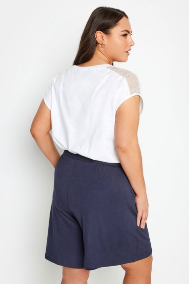 Yours Curve Navy Blue Jersey Pull On Shorts