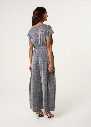 Blue Vanilla Black Metallic V Neck Jumpsuit