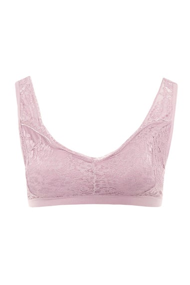 Yours Curve Pink Seamless Lace Padded Non-Wired Bralette