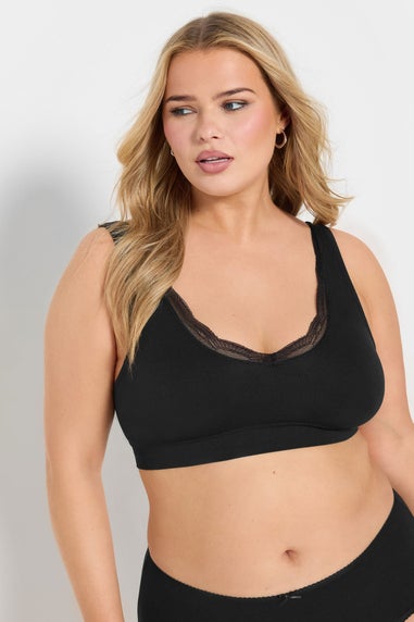 Yours 2 Pack Black & White Lace Trim Seamless Bralette