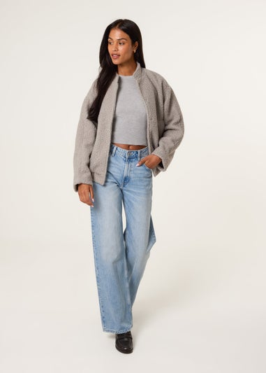 Blue Vanilla Grey Faux Shearling Jacket