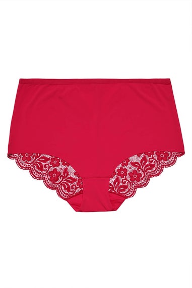 Yours 3 Pack Curve Red & Black Lace Back High Waisted Knickers