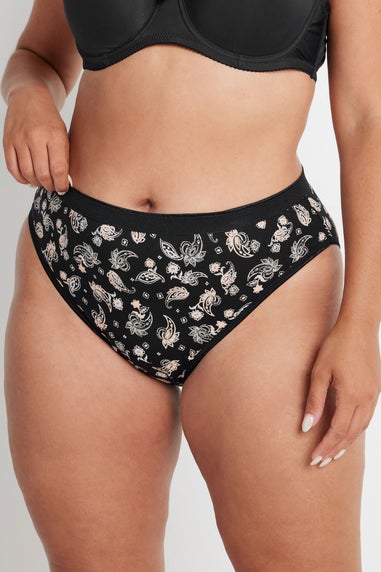 Yours Curve 5 Pack Natural Brown Paisley Print Briefs