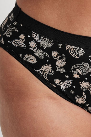 Yours Curve 5 Pack Natural Brown Paisley Print Briefs
