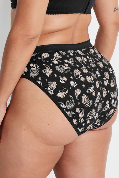Yours Curve 5 Pack Natural Brown Paisley Print Briefs