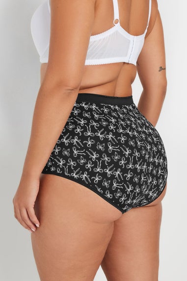 Yours Curve 5 Pack Black & Pink Bow Print Full Briefs