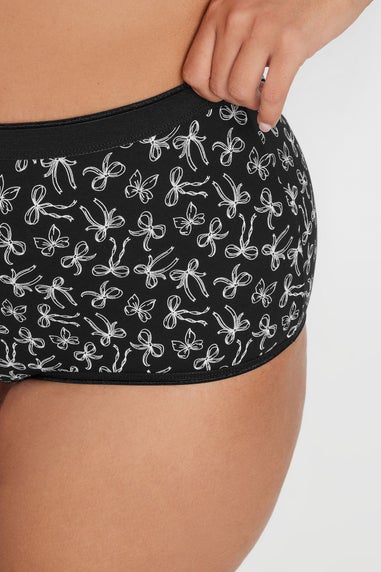 Yours Curve 5 Pack Black & Pink Bow Print Full Briefs