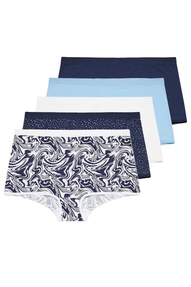 Yours Curve 5 Pack Blue Marble Print Shorts