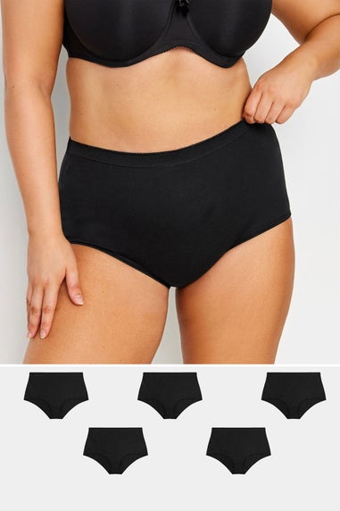 Yours Curve 5 Pack Black Stretch Full Briefs