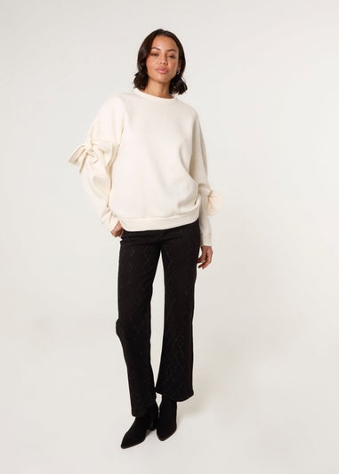 Blue Vanilla Ivory Bow Sleeve Sweatshirt