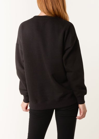 Blue Vanilla Black Rhinestone Lips Sweatshirt