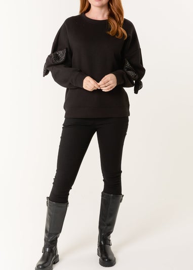 Blue Vanilla Black Bow Sleeve Sweatshirt
