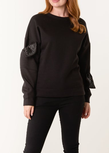 Blue Vanilla Black Bow Sleeve Sweatshirt