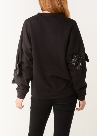 Blue Vanilla Black Bow Sleeve Sweatshirt