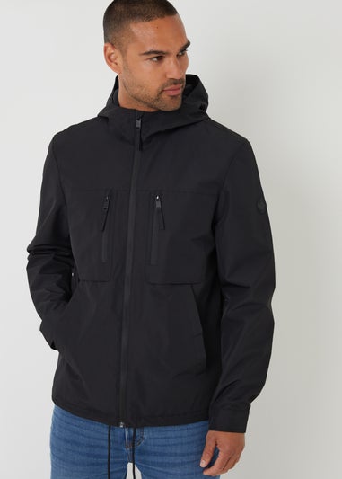 Threadbare Black Microfleece Lined Hooded Jacket