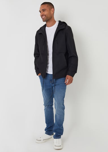 Threadbare Black Microfleece Lined Hooded Jacket