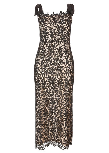 Quiz Black Crochet Lace Midi Dress
