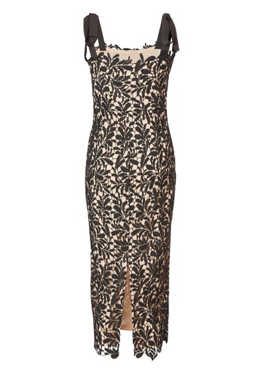 Quiz Black Crochet Lace Midi Dress