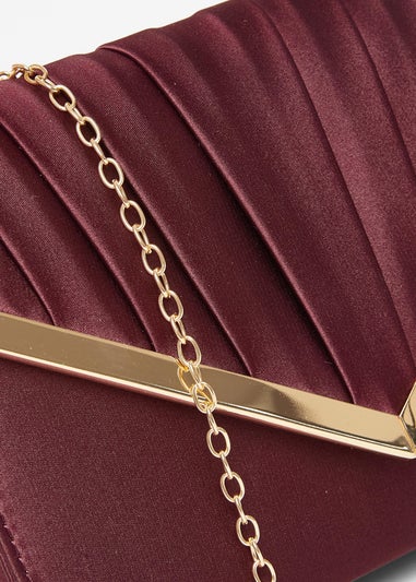 Quiz Burgundy Pleated Clutch Bag