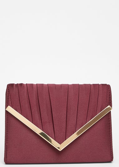 Quiz Burgundy Pleated Clutch Bag