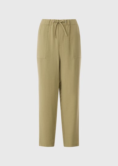 Khaki Utility Lyocell Wide Leg Trousers