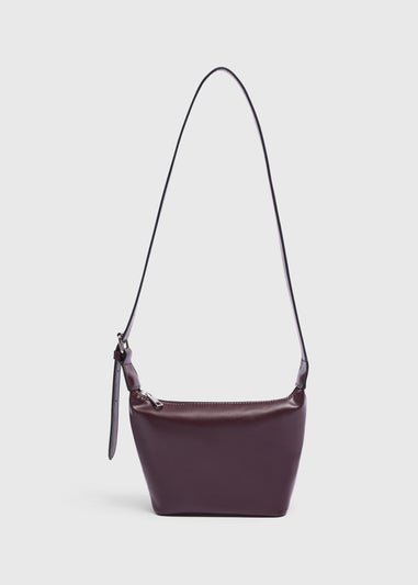 Burgundy Faux Leather Crossbody Bag
