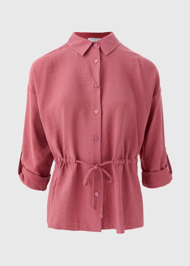 Pink Channel Waist Long Sleeve Shirt