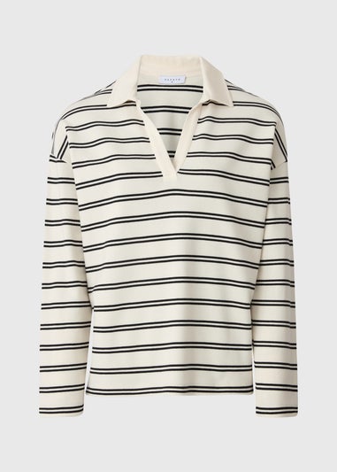 Cream Mono Stripe V Neck Ruby Sweatshirt