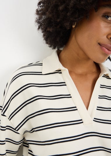 Cream Mono Stripe V Neck Ruby Sweatshirt