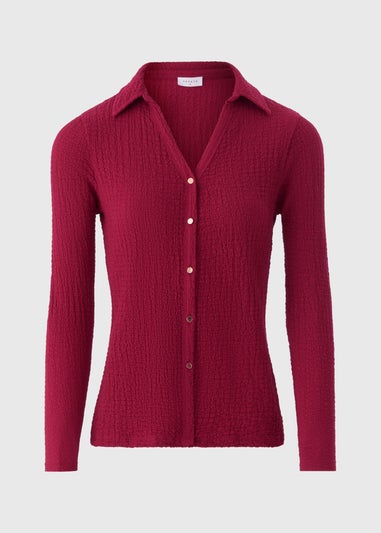 Raspberry Textured Long Sleeve Shirt