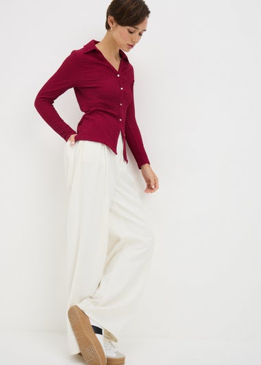 Raspberry Textured Long Sleeve Shirt