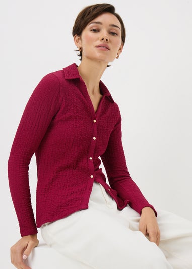 Raspberry Textured Long Sleeve Shirt