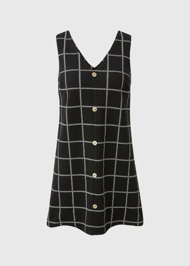 Black Check Boucle Pinafore