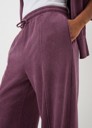 Burgundy Acid Wash Jogging Bottoms