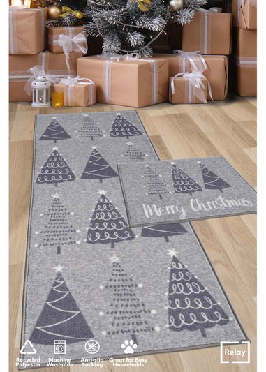 Homemaker Grey Christmas Trees Runner