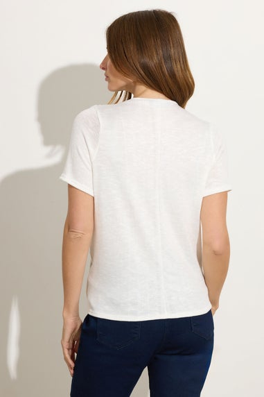 M&Co Ivory White Short Sleeve Wrap Top