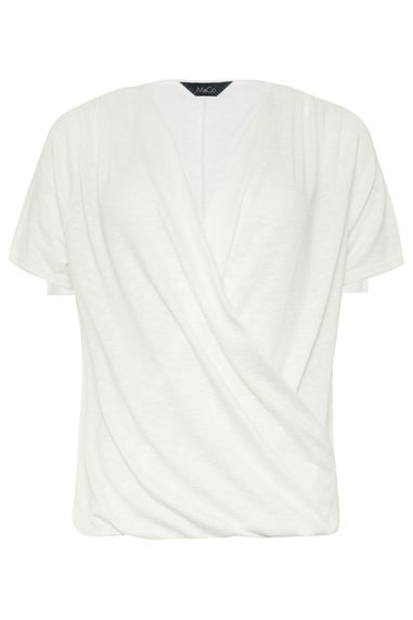 M&Co Ivory White Short Sleeve Wrap Top