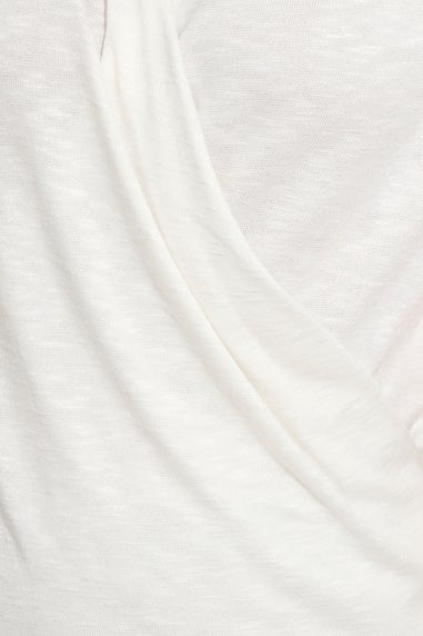 M&Co Ivory White Short Sleeve Wrap Top