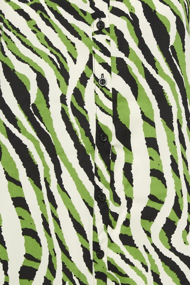 M&Co Green Zebra Print Long Sleeve Shirt