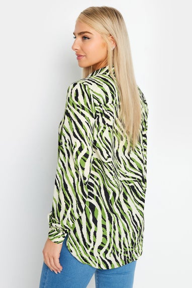 M&Co Green Zebra Print Long Sleeve Shirt