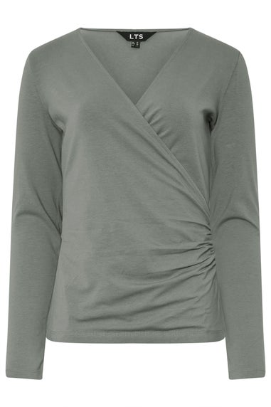 Long Tall Sally Grey Long Sleeve Wrap Top