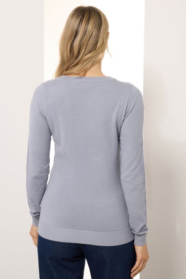 Long Tall Sally Light Blue Knit V-Neck Jumper