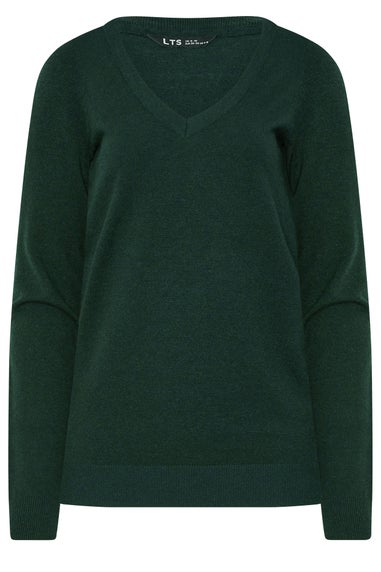 Long Tall Sally Dark Green Knit V-Neck Jumper