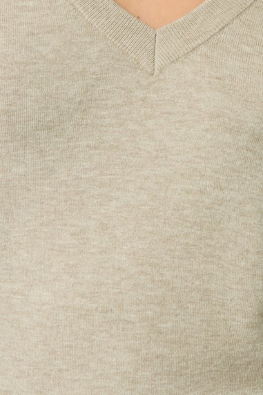 Long Tall Sally Natural Brown Marl Knit V-Neck Jumper