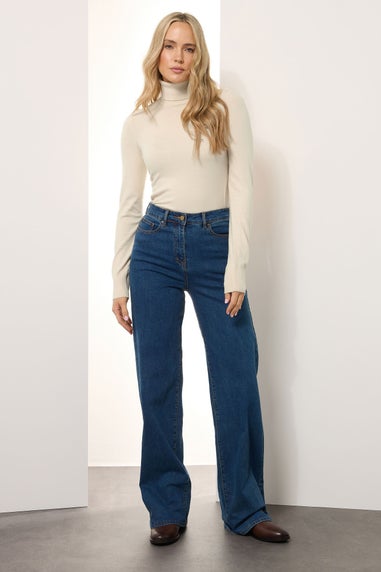 Long Tall Sally Ivory White Knitted Roll Neck Jumper