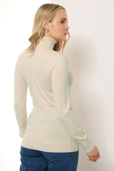 Long Tall Sally Ivory White Knitted Roll Neck Jumper