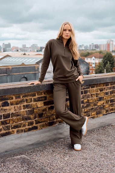 Long Tall Sally Chocolate Brown Wide Leg Joggers